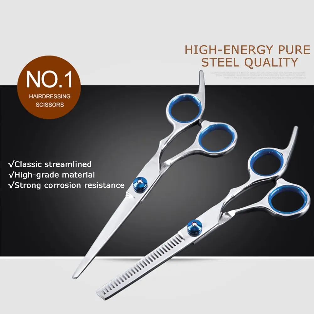 Hair Cut Scissors Set For Barber Professional Straight Edge Thinning