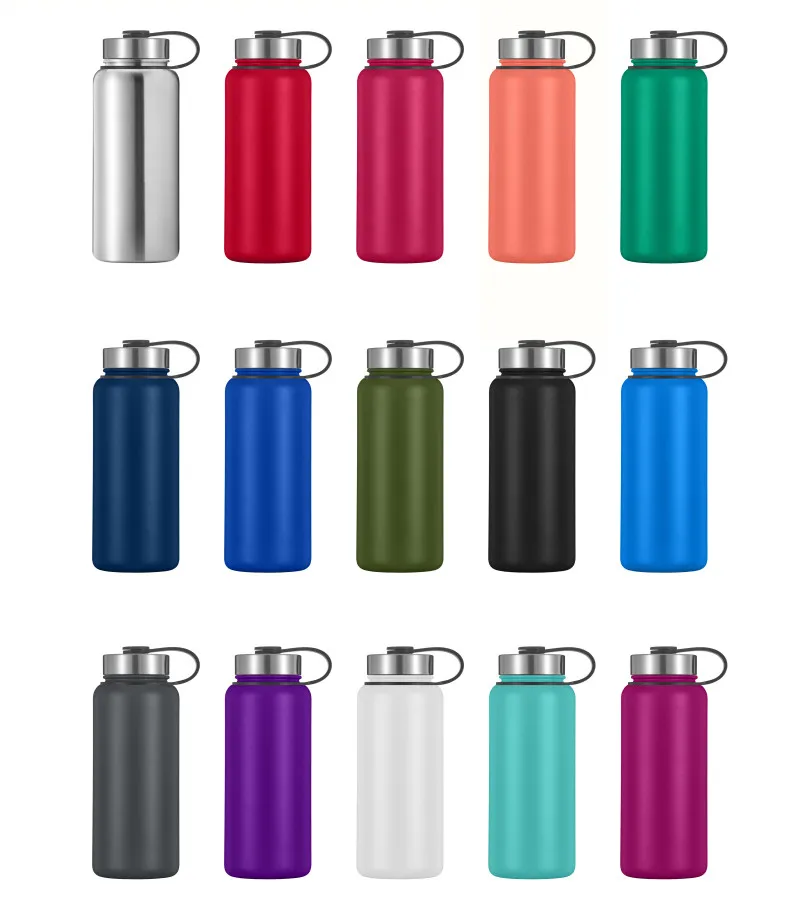 

RTS MOQ 100 Everich Double Wall Vacuum Flask Insulated Stainless Steel Water Bottle With Custom Logo 18oz 22oz 32oz 40oz 64oz, 15 types of stocked colors for choice