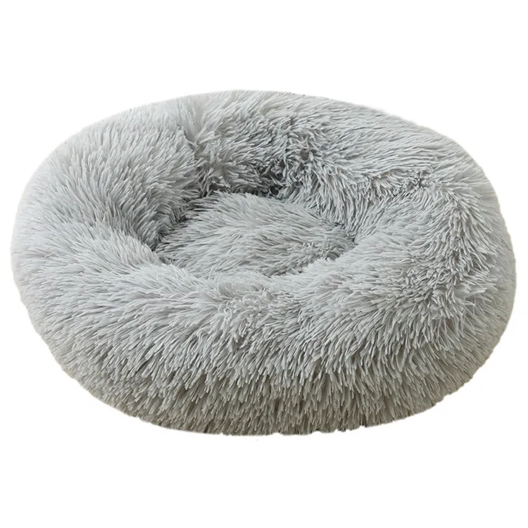 

Amazon Hot FBA  Colors Long Plush Fluffy Comfy Calming Soothing Self Warming Donut Pet Bed for Cats Dogs, Multiple colors