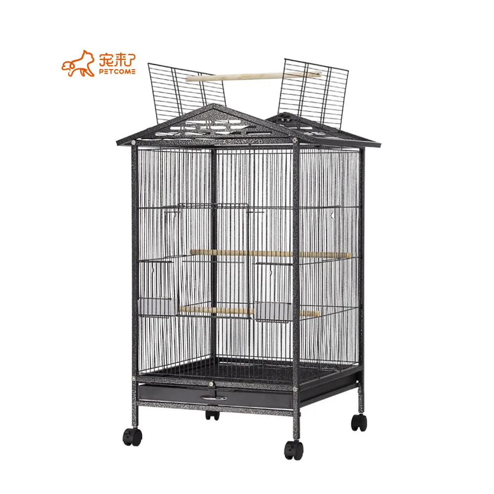 

PETCOME Ebay Best Sale New Steel Wire Breathable Deluxe Extra Large Pets Cage Bird, Black