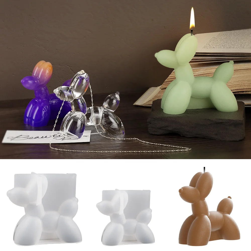 

DM843 Cute Shaped 3D Puppy Candle Mold DIY Aromatherapy Gypsum Pendant Balloon Dog Silicone Mold For Epoxy Resin