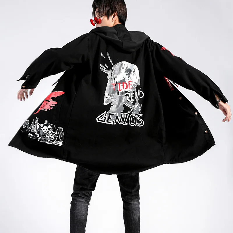 

OEM Factory high quality men jean jacket hooded casual jacket gothic jacket