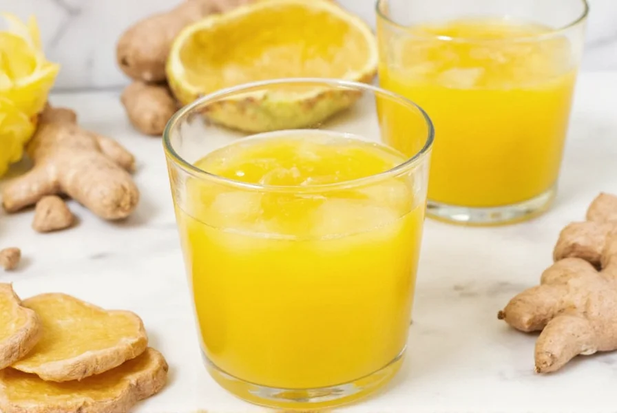 Step-by-step ginger and pineapple juicing process with fresh ingredients