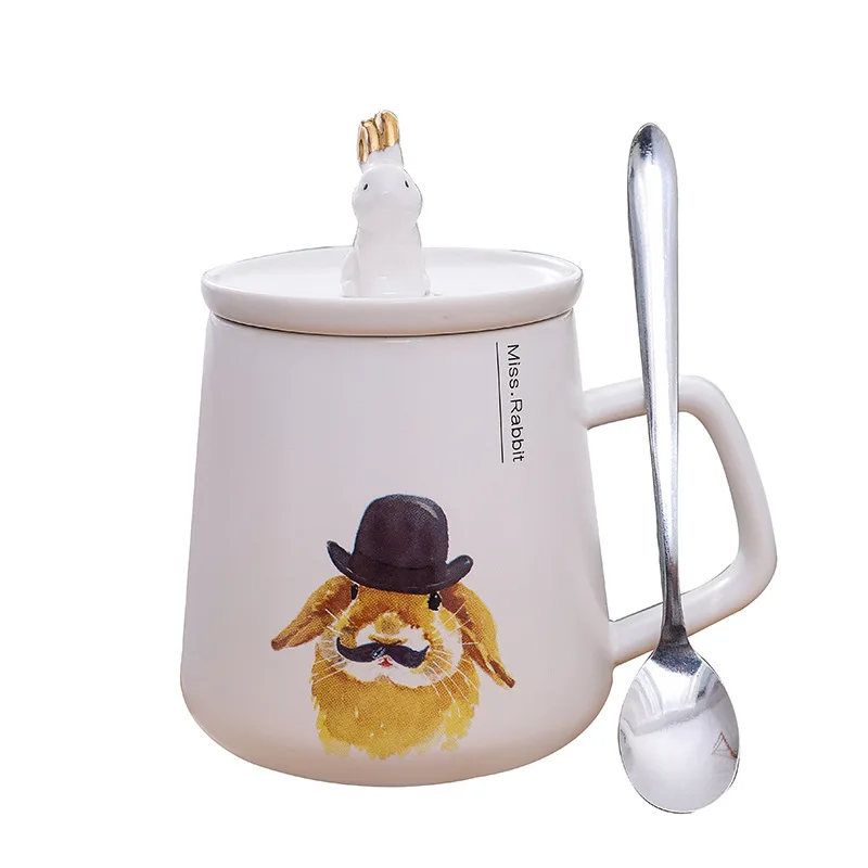 

Wholesale Factory Price Cartoon Mugs Nordic Coffee Creative Ins Home Office Ceramic Couple Cup Gifts with Spoon and Lid