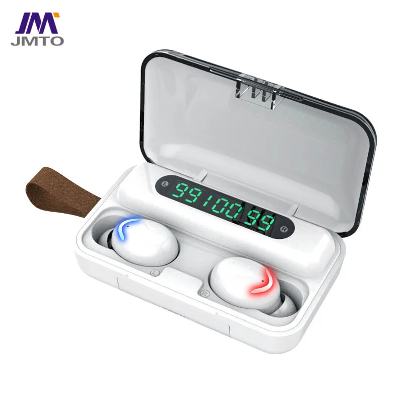 

F9 TWS Wireless Headphones TWS Mini In ear Earbuds Sports Running Gaming Headset LED Power Display, Black/white
