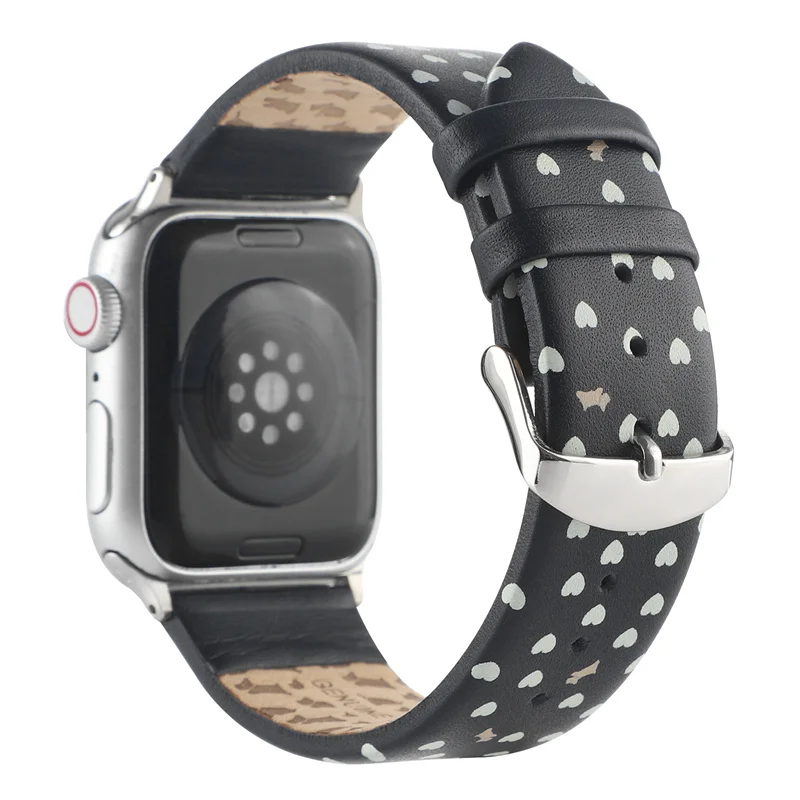 

2022 New Printed Women Pure Leather Watch Band For Apple Watch 40mm 38mm 41mm 42mm 44mm 45mm