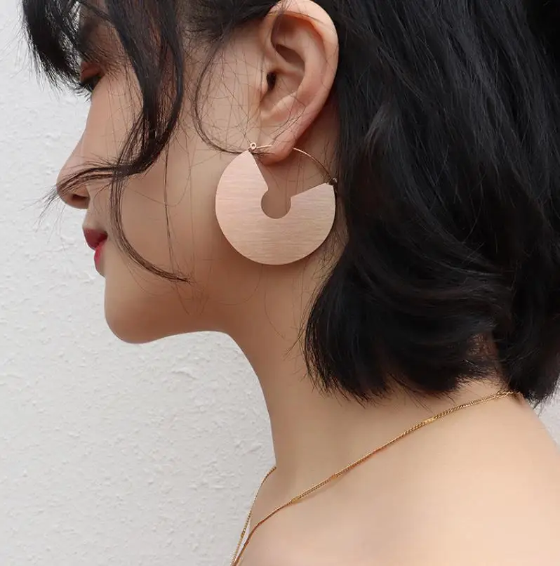 

Shangjie OEM aretes para mujeres rose gold round earrings fashion big earrrings women stainless steel hoop gold plated earrings