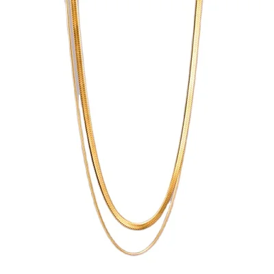 

2020 Fashion Design Double Layers Stainless Steel Necklace Snake Shape Gold Plated Jewelry, Gold,silver