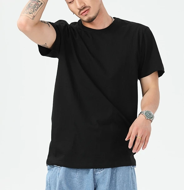 

manufacture t shirt men wholesale t shirts black 100% cotton printer t-shirt 250 grams t shirt, Customized color