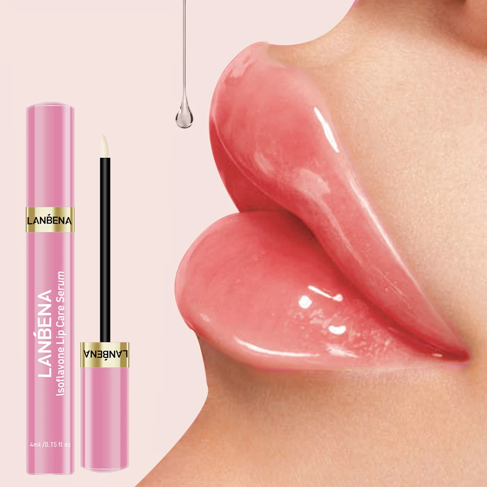 

LANBENA Anti Aging Lip Care Serum Repairing lsoflavones Lip Enhancer Plumper, Pink