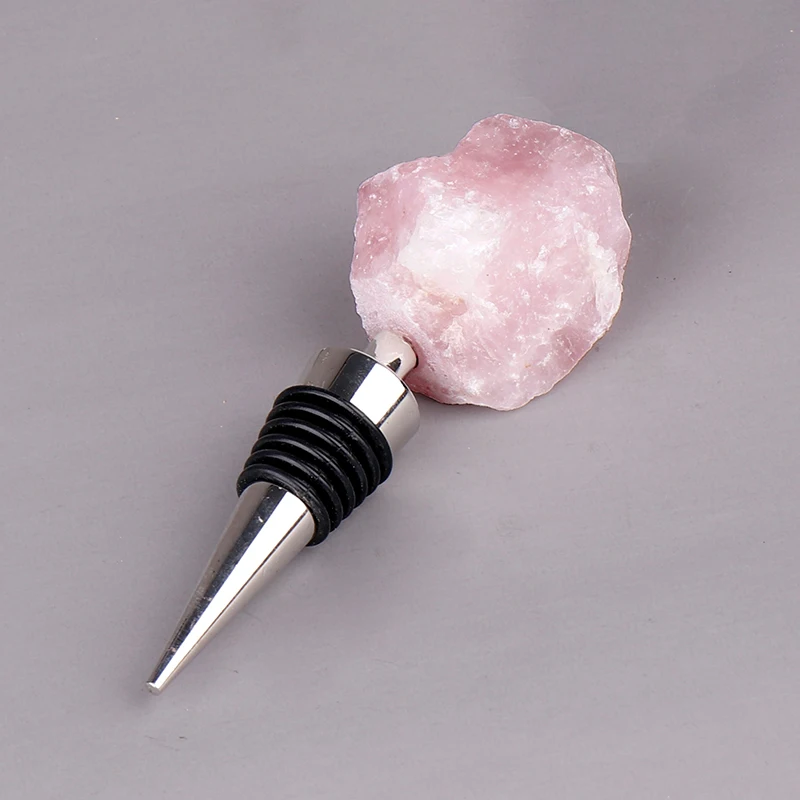 

CXDGEM JPS036 Novelty Rough Rose Quartz Gemstone Wine Stopper