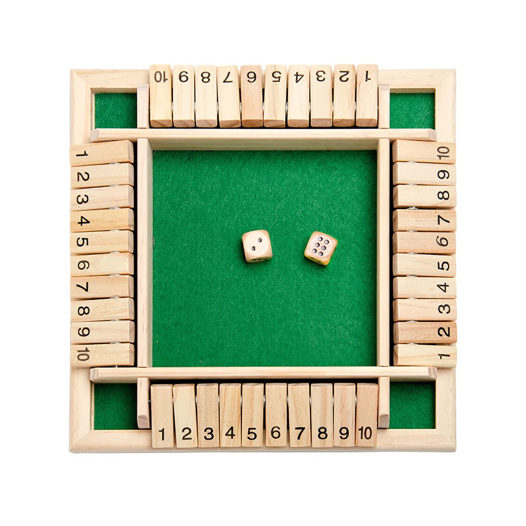 

Wooden Memory Game Children Four Player Wooden Pub Bar Board Dice Game for Shut the Box, Wooden yellor and green velveteen