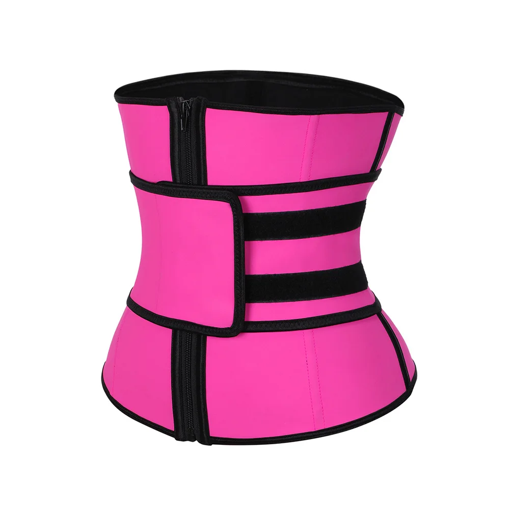 

Zipper Waist Trainer Corset Waist Trainer with Belts, Black, rose red