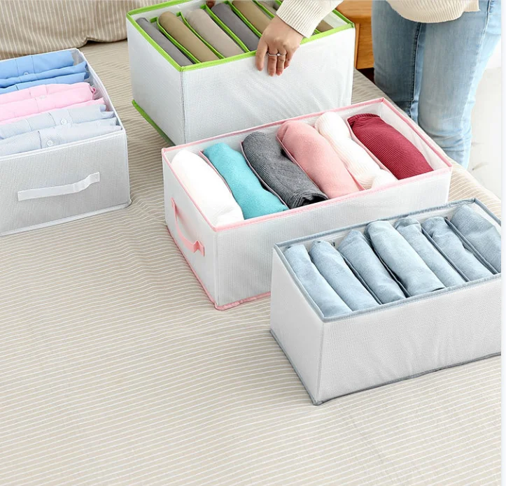 

Washable Wardrobe Clothes Organizer Jeans Compartment Storage Box Foldable Closet Drawer Organizer Clothes Drawer