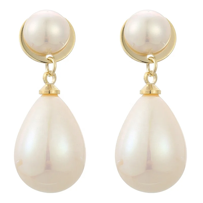 

ONYSS fashion Jewelry 925 Silver Pin E-droplet Pearl Elegant Stud Earrings 2021, Gold