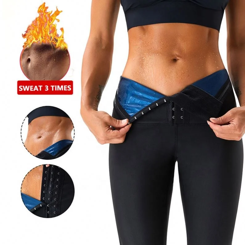 

New Arrival Sweat Sauna Fat Burning Pants Training Leggings Waist Trainer Shorts Shaper, Blue white