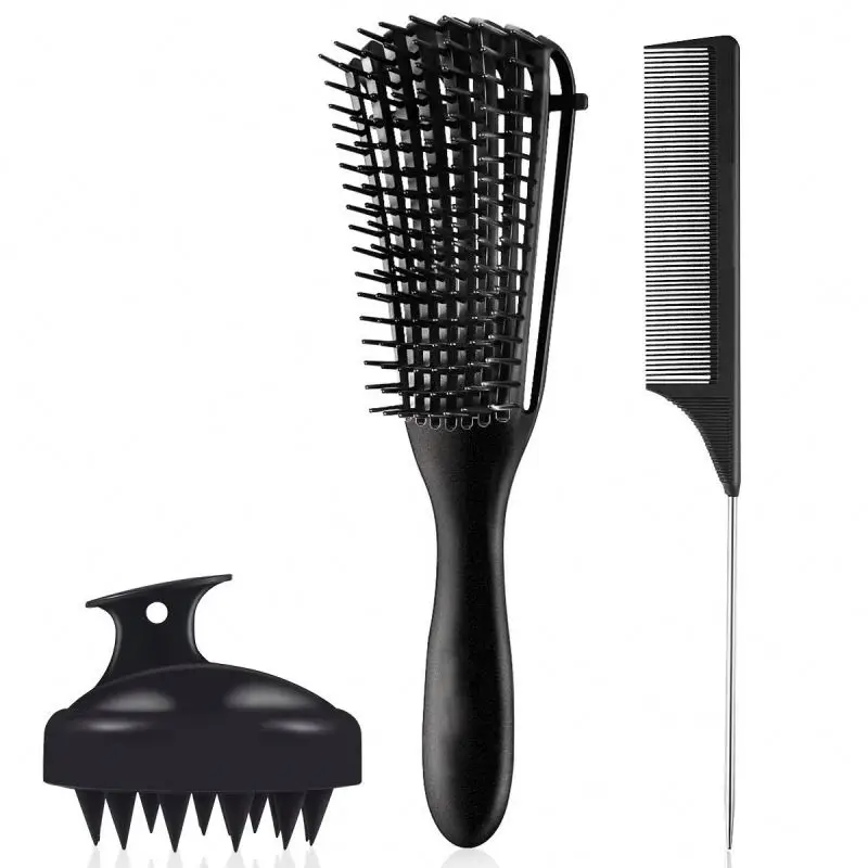 

With Mini Octopus Black Natural Professional Brosse Dmlante Cheveux 9 Row Detangl And Comb Curly Afro Detangling Set Hair Brush, Customized color