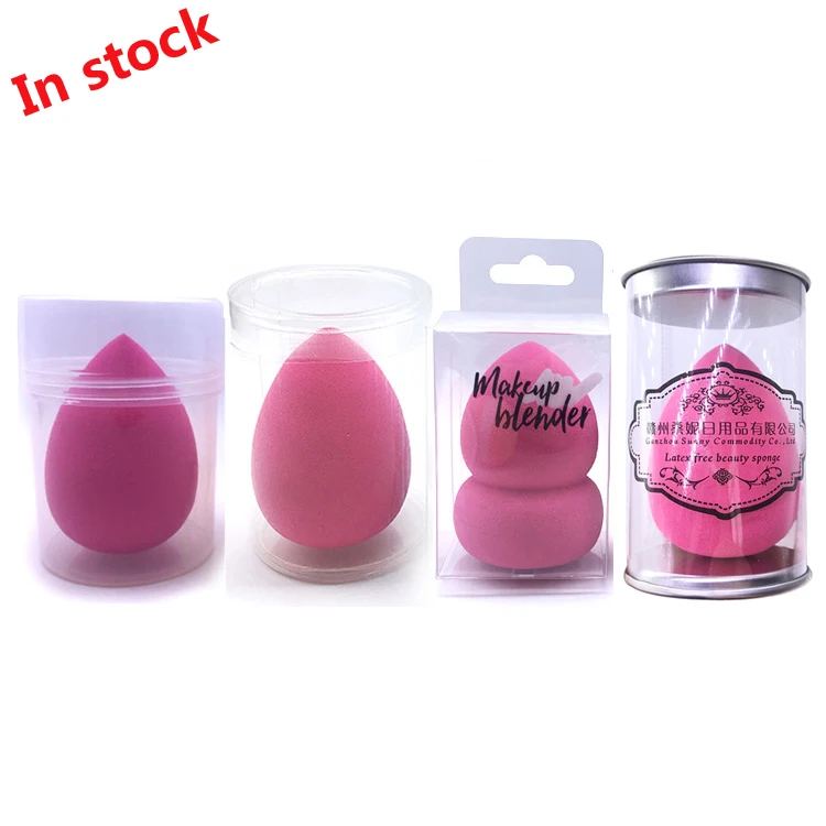 

2022 beauty trends Plastic Clear PVC/PET box Cosmetic Blender Folding Packaging Box Private Label Makeup Sponge Case, Transparent