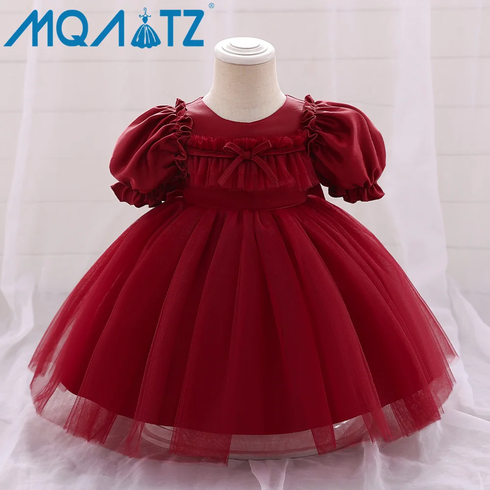 

MQATZ sweet red girl children dress short sleeve baby new born 0 6mois nguo za watoto cute party frock L2181XZ