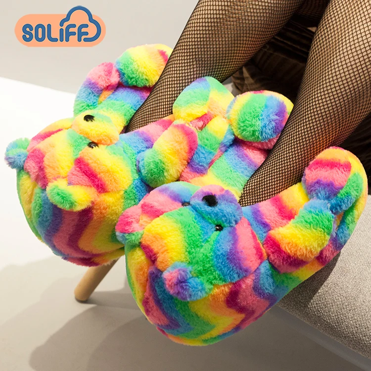 

New Arrivals Fuzzy Indoor Teddy Bear Slippers All Color Women Plush Slipper