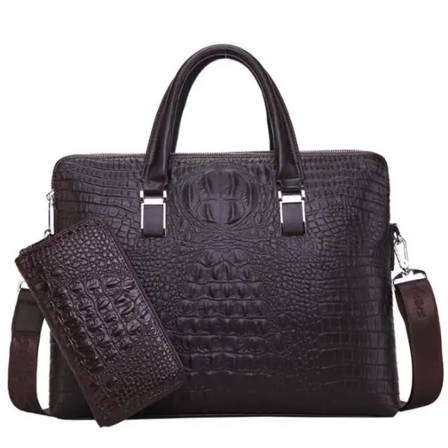 

Mens Crocodile leather waterproof laptop bags 17inch laptop business bag laptop storage bag