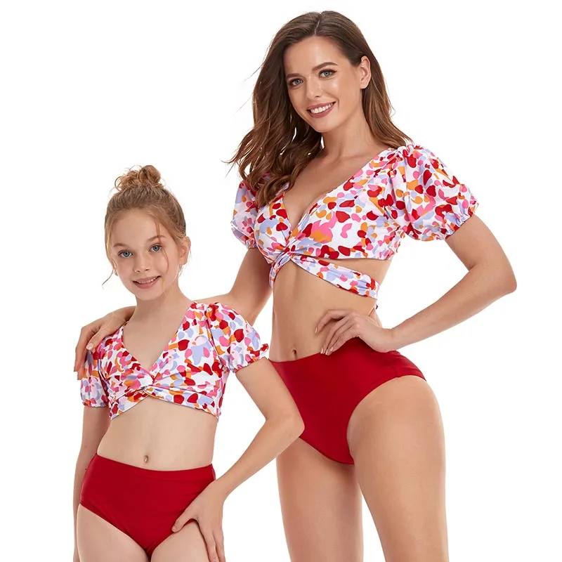 

2021 hot selling matching family swimwear swimwear girls kids children mommy and me swimwear, Customized color