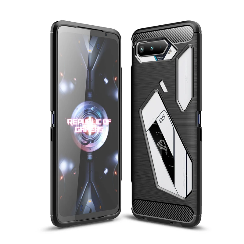 

Soft TPU Case Carbon Fiber Mobile Phone Back Cover For Asus Rog Phone 5 Rog Phone 2 ZB634KL X cover 5