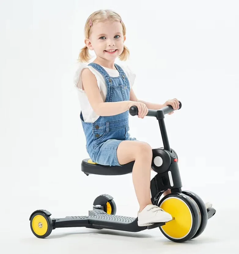 

multi function 5 in 1scooter plastic kids toy baby tricycle bicycle, Yellow