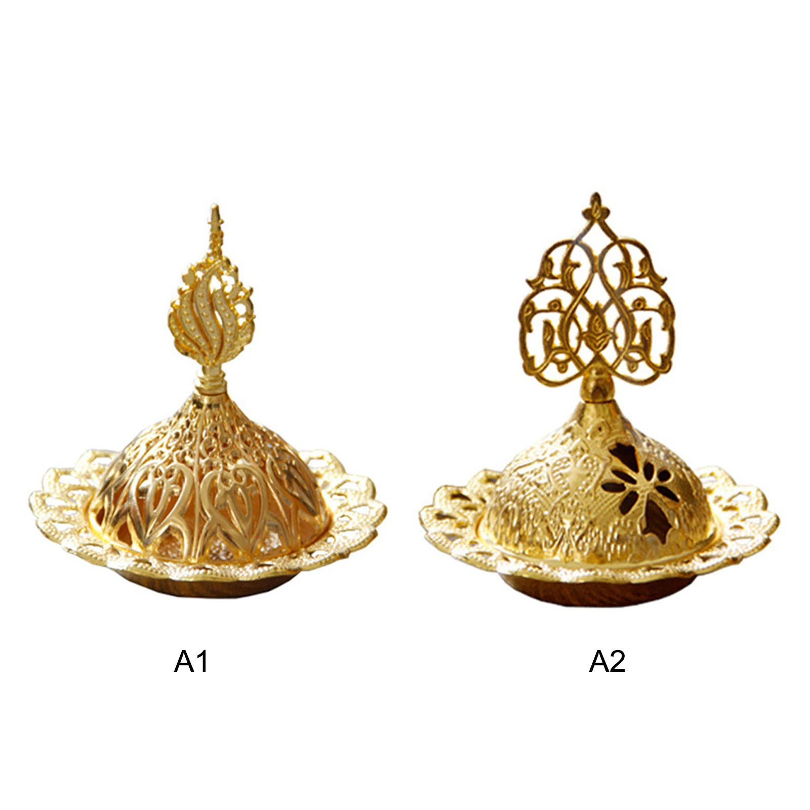 

Metal Incense Burner Hollow Golden Tower Oil Burner Arab Style Censer Holder For Home Hotel Incense Holder Yoga Ornaments