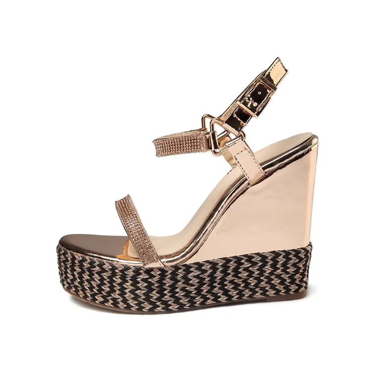 

summer latest fashion womens strap platform heels Wedges sandals, Silver, gold