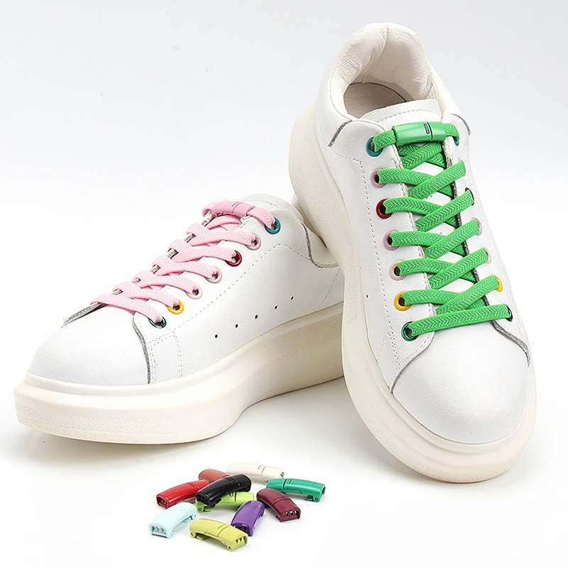 

New Magnetic Elastic Locking Shoelace Leisure Sneakers Lazy Laces Quick No Tie Shoe Laces Magnetic Metal Lock Shoe lace, 20 colors