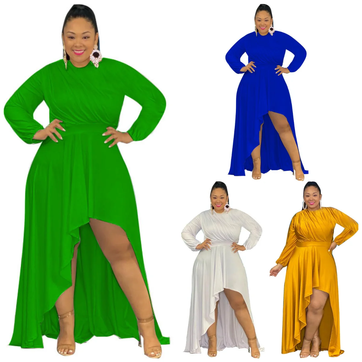 

OR-YM0562 women fall dress clothing long sleeve oversize midi dress casual plus size dress for woman, Multicolor