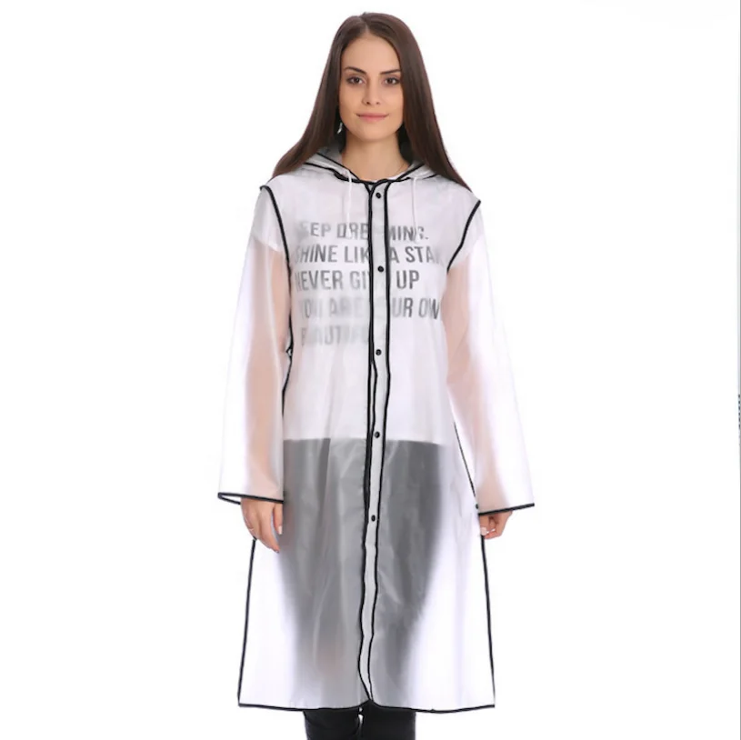

EVA Vogue Botton Raincoat Adult Transparent Covered Edge Raincoat Adult Waterproof Elegant Raincoats, Pink/black/green/blue