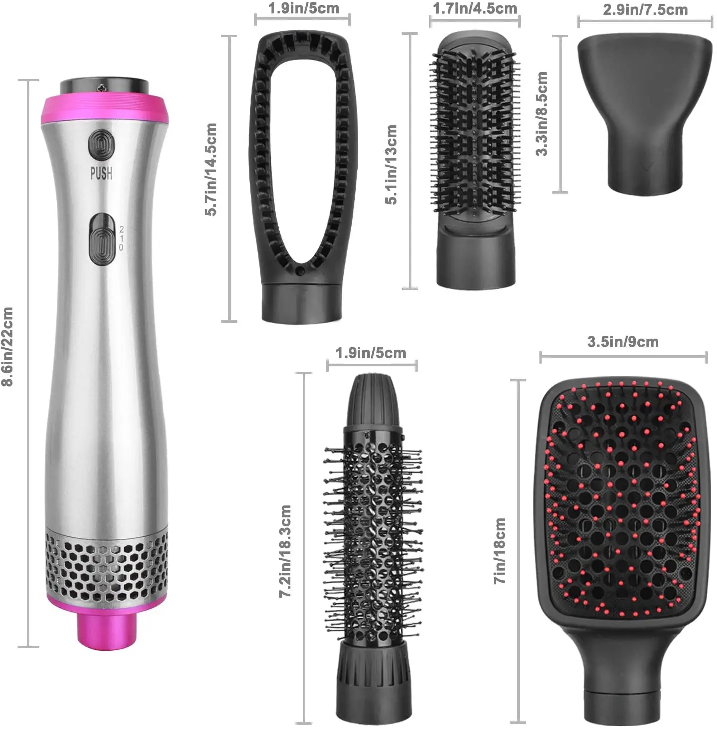 

Dropshipping hair dryer volumizer hair straightener brush one step 5 in 1 Ionic curler iron new arrival fast heat hair styler