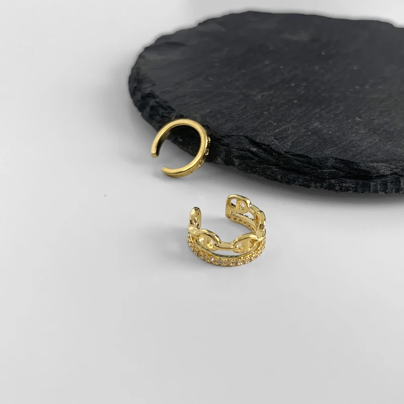 

Vershal C-79 Korean 18k Gold Plated Trendy Layers Zircon Clip-on Earrings Set For Women Jewelry