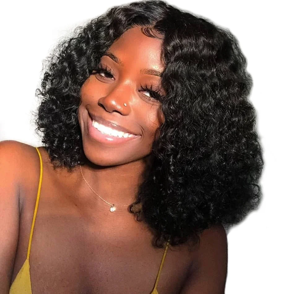 

100% Virgin Human Brazilian Hair Short 4x4 Closure BOB Wig for Black Women Cheap Curly Bob Wigs Human Hair Lace Front