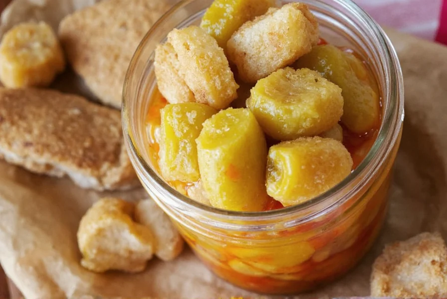 Close-up photograph of homemade cinnamon pickles in mason jars showing golden-amber brine and crisp cucumber slices with visible cinnamon sticks