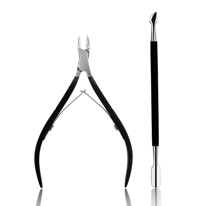 

FOCSTAR Black Cuticle Trimmer Nipper with Cuticle Pusher Durable Pedicure Manicure Tools (BT6014)