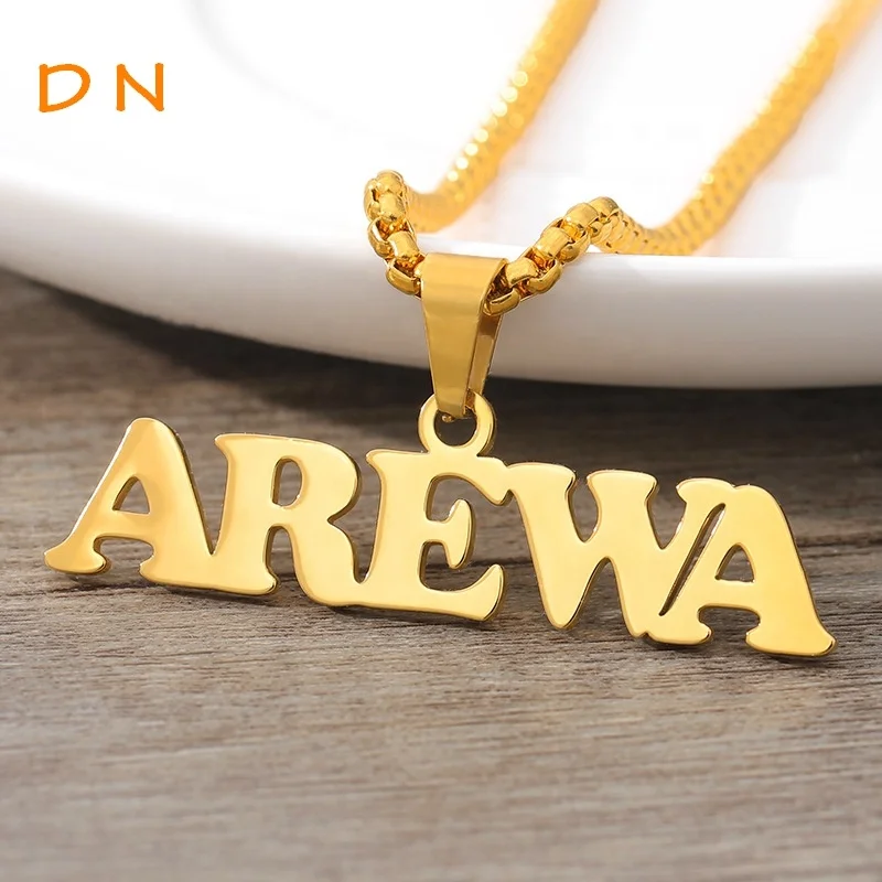 

Dina Woman Hot Selling Initial Custom Name Alphabet 18K Gold Plated Stainless Steel Chain Necklace For Gift, Gold,silver, rose gold