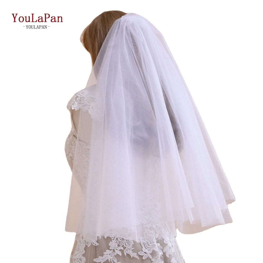 

YouLaPan V26 Common Fashion Two Style Short Wedding Dress Short Veil Wedding Wedding Cathedral Veils, White/ivory