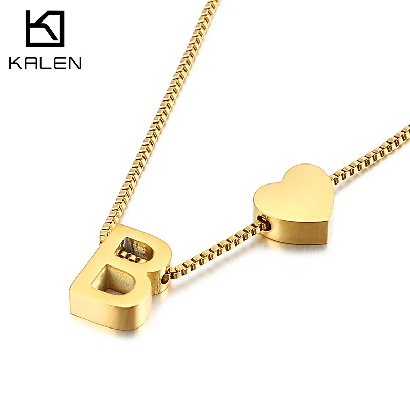 

New Simple Fashion Peach Heart 26 Letters Love Letter Titanium Steel Necklace, Customized