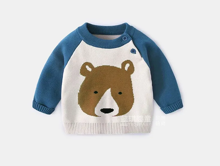
Cartoon Jacquard Long Sleeve Kids Clothing Knitted Baby Sweater Warm Kids Clothes For Winter 