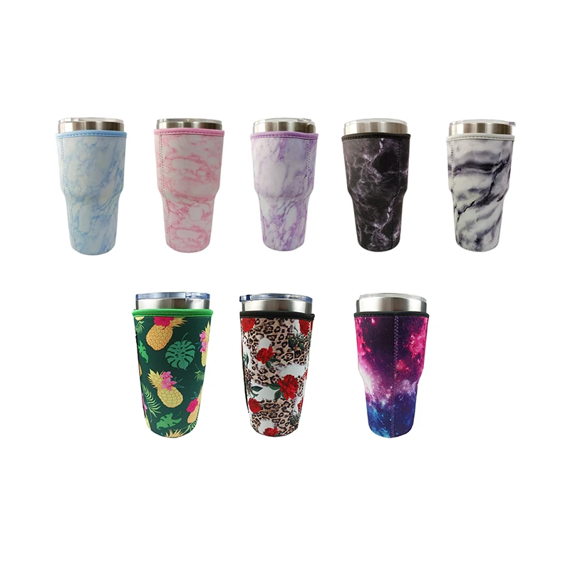 

Newest design leopard rose 30oz tumbler carrier neoprene stainless steel tumbler cup cover holder