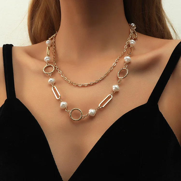 

Freshwater Pearl Chocker Choker Set Collar De Perlas Moderno Jewelry Natural Necklace Pearl Real Pearl Alloy, White.