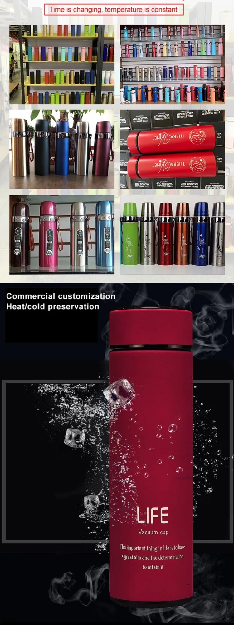 Hot model bulk coffee sublimation travel outdoor insulate cup thermal bottle vacuum flask mug drink containers VRVFC37