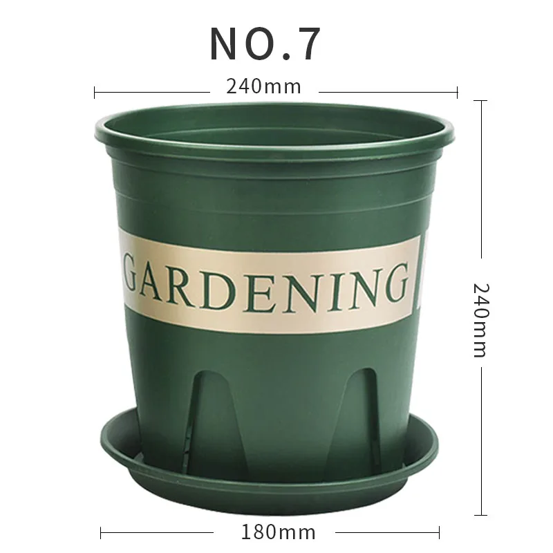 

Hot sale green color plastic Nursery production of flowers pot Home Garden plant pot with tray
