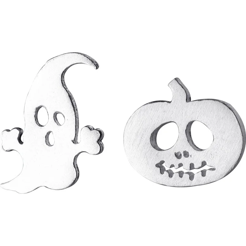 

925 Sterling Silver Ghost pumpkin ghost head Stud Earrings for Women Girls Fashion jewelry, Silver color