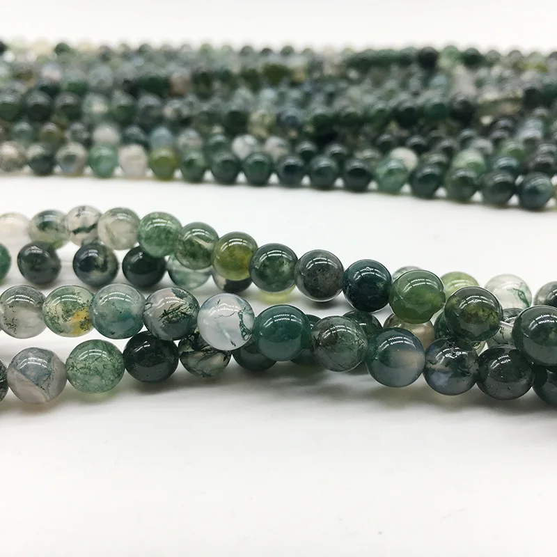 

Natural Stone Aquatic Agate Loose Beads DIY Jewelry Accessories Green Loose Grass Stone Beads