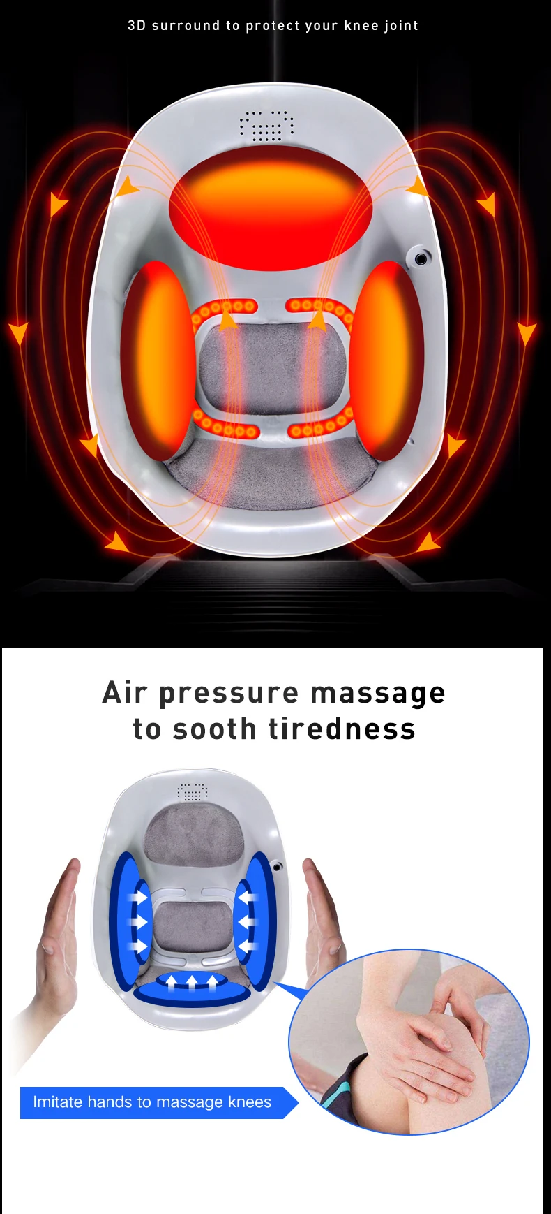 HEZHEGN New Electric Knee Massage Machine With Air Compress,Heating,Vibration,Pulse for Joint Pain Relief Physical Therapy