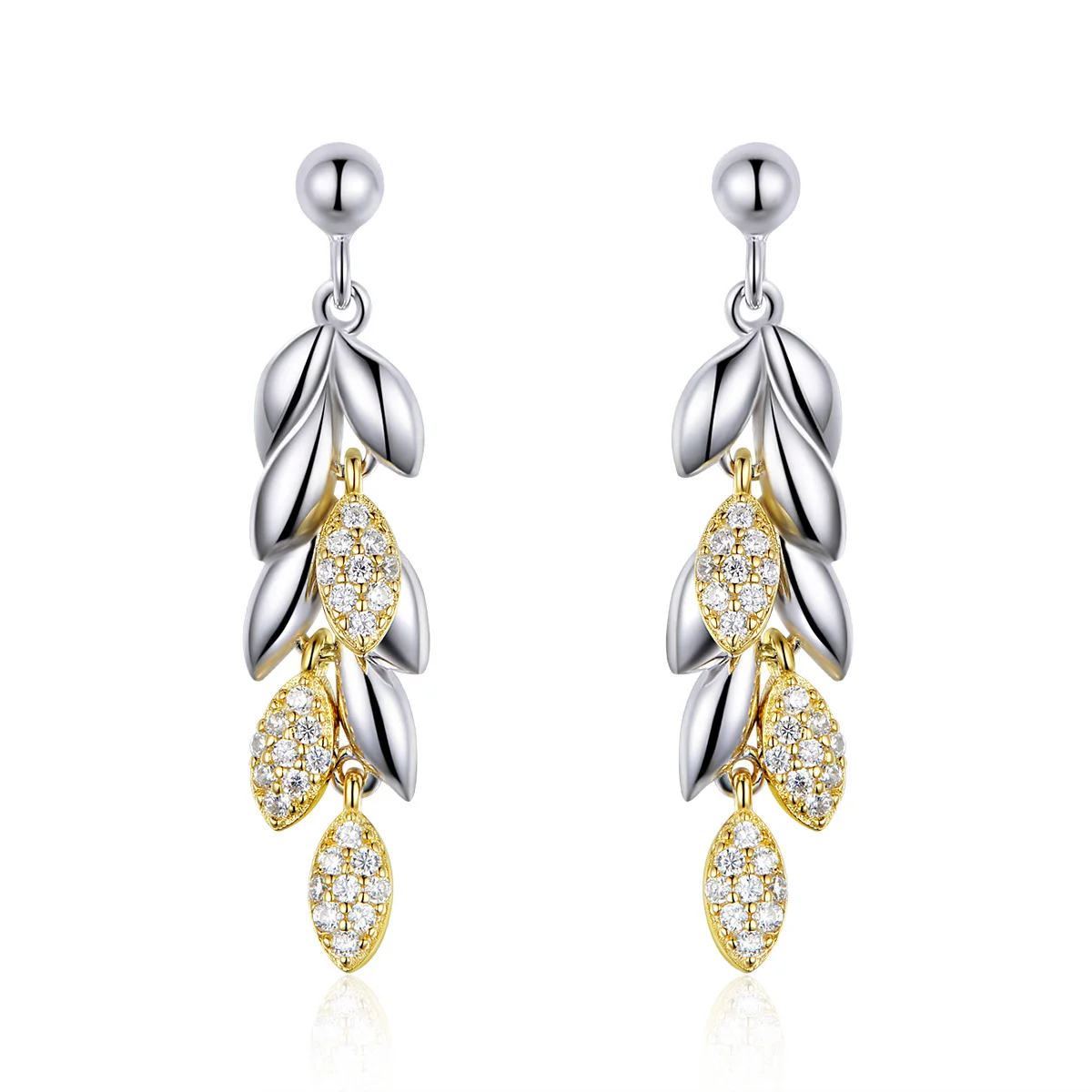 

BAMOER 925 Sterling Silver Unique Wheat Drop Earrings for Women Gold Color Wheat Leaves Earrings Sterling Silver Jewelry BSE025